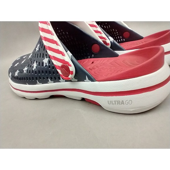 Skechers Cali Gear Women's Stars And Stripes Red-White~Blue Clogs Size 7 - Picture 12 of 12